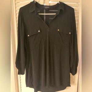 Black Collared Shirt 3/4 Sleeve